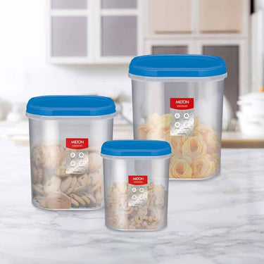 LXINDIA Containers MILTON Quadra Modular Containers with Lid Set of 3 (2L, 3L and 4L)