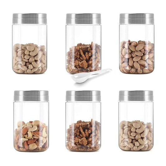 LXINDIA Containers MILTON Steel Seal Plastic Pet Storage Container with Steel lid 500 ml 6 Pieces