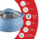 LXINDIA Hot Pot MILTON Weave 1000 Insulated Inner Stainless Steel Casserole with Glass Lid 780 ml Blue