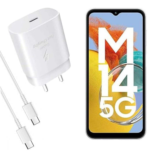 LXINDIA Mobile Charger MMAK 25W Charger with Cable for Samsung Galaxy M14 (White)