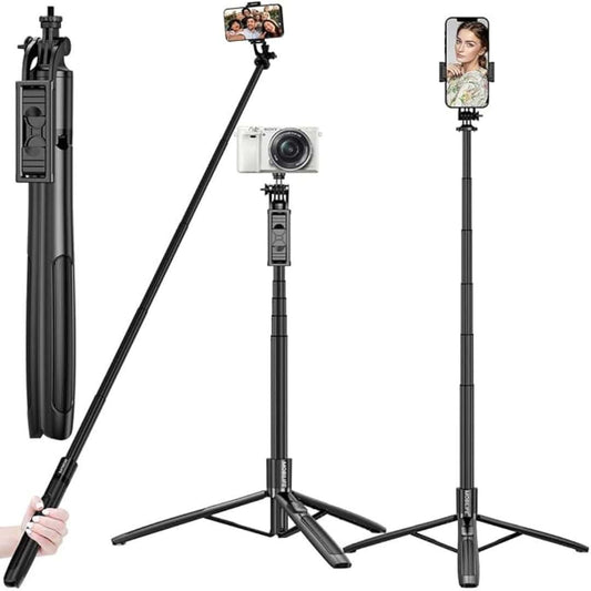 LXINDIA Selfie Sticks Mobilife Long Selfie Stick with Reinforced Tripod Stand Aluminum 61 inch (Black)