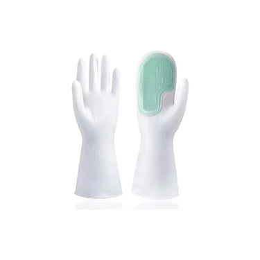 LXINDIA Gloves MUSVUZA 2 in 1 Magic Silicone Dishwashing Rubber Gloves (Green)