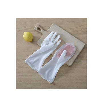 LXINDIA Gloves MUSVUZA 2 in 1 Magic Silicone Dishwashing Rubber Gloves (Pink)