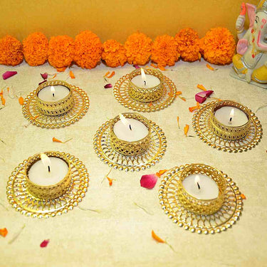 LX INDIA Candle Holders Mystic Crafts Tealigh Candle Holders(Set of 6)