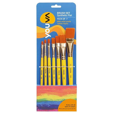 LXINDIA Painting Brush Navneet Youva Synthetic Flat Brushes  Set of 7