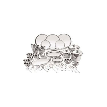 LXINDIA Dinner Set Neelam Stainless Steel Premium Dinner Set (Set of 61 Pcs)