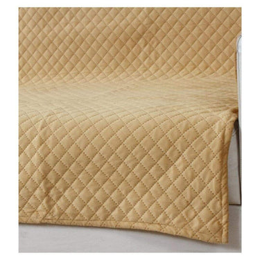 LXINDIA sofa cover Nendle Latest Quilted Velvet Universal Protector Sofa Cover 3 Seater and 2 Seater (Golden Pack of 2)