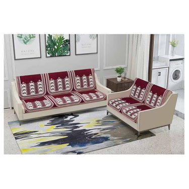 LXINDIA sofa cover Nendle Luxurious Soft Velvet Abstract Design Sofa Cover 3 Seater and 2 Seater  (Pack of 4) Maroon