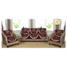 LXINDIA sofa cover Nendle Soft Smooth Solid Fabric Floral Design Velvet 5 Seater Sofa Covers (Maroon)Set of 6 Pieces