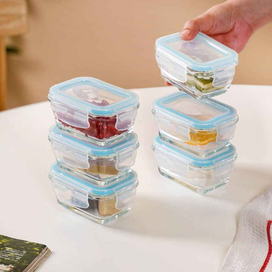 LX INDIA Containers Nestasia Glass Containers for Fridge Storage, Set of 6 (150ml)