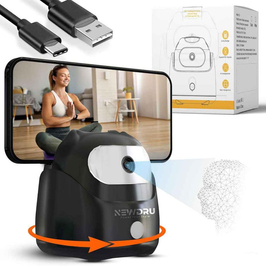 LX INDIA Mobile Tripods NEWDRU AI Auto Face Tracking Tripod | 360° Rotation Mobile Stand for Video Recording