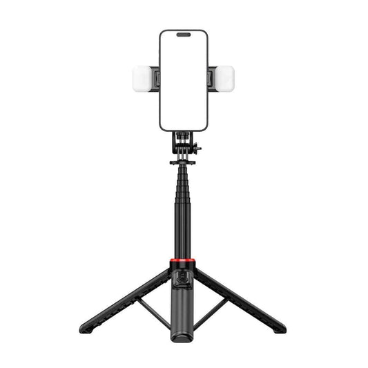 LX INDIA Mobile Tripods NEWDRU LumiTripod Adjustable Tripod with LED Lights - 360° Rotation & 8 Telescopic Rods | Bluetooth Remote - Selfie Stick with Tripod Stand