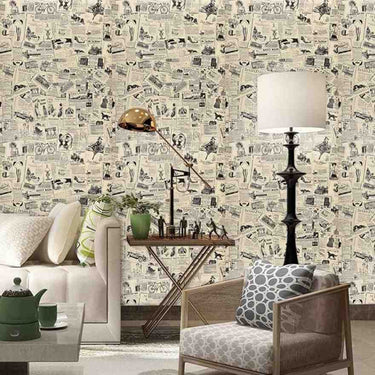 LXINDIA Wallpaper Newspaper Contact Paper Vintage Peel and Stick Self Adhesive Wallpaper (Pack of 2)