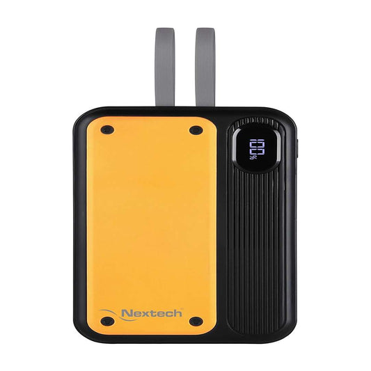 LX INDIA Power Bank Nextech Pocket Rocket PDQC 22.5W | 10,000mAh Power Bank | Fast Charging Power Bank | Built-in Type-C & iPhone Cables | Sporty Yellow