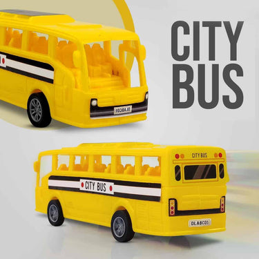 LXINDIA Toys NHR Plastic Friction Powered Toy Bus for Kids Yellow(pack of 2)