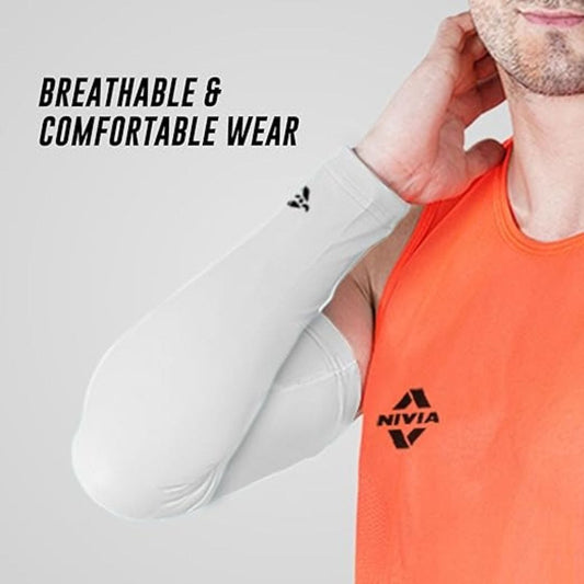 LX INDIA Arm Sleeves Nivia Arm Sleeves for men and women White (Pack of 2)