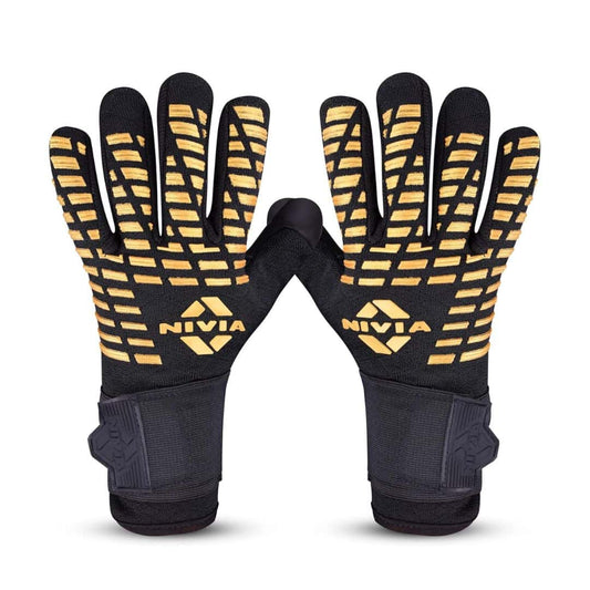 LX INDIA Football Glove Small Nivia Ashtang Gold Football Goalkeeper Gloves