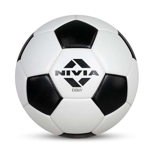 LXINDIA Football Nivia B&W Football, Thermobond, 32 Panels, Suitable for Soft & Wet Ground Size-5 (Black and White)