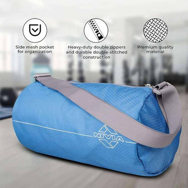 LXINDIA Gym Bags NIVIA Basic Duffle Polyester Bag Gym Bags  (Sky Blue Grey)