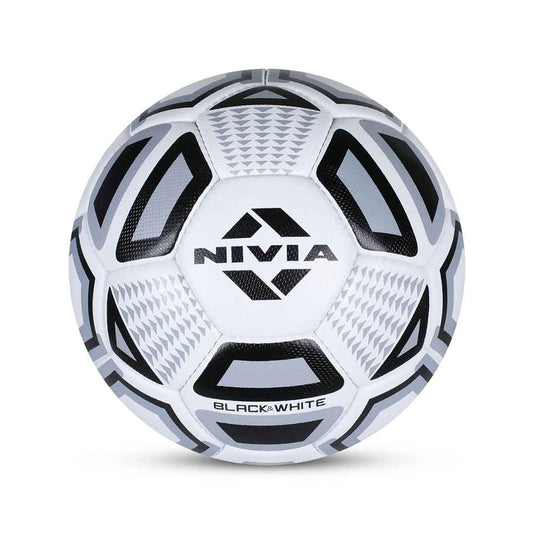 LXINDIA Football Nivia Black & White Rubber Football (Size: 4, Color : Black/White)