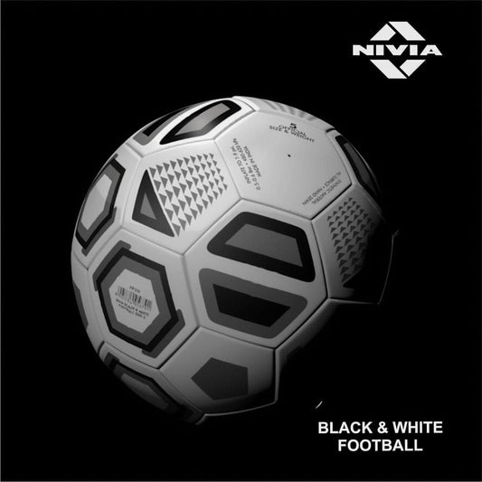 LXINDIA Football Nivia Black & White Rubber Football (Size: 4, Color : Black/White)
