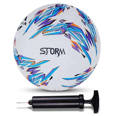 LXINDIA Football Nivia Combo Storm 2.0 Football (Size 5 White Blue) with Ball Pump