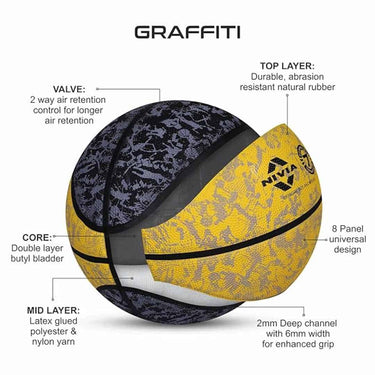 LXINDIA Basket Ball Nivia Graffiti Basketball Rubberized Moulded Panel 8