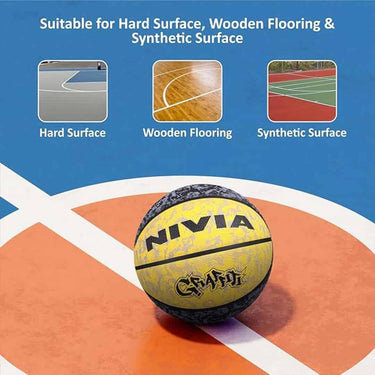 LXINDIA Basket Ball Nivia Graffiti Basketball Rubberized Moulded Panel 8