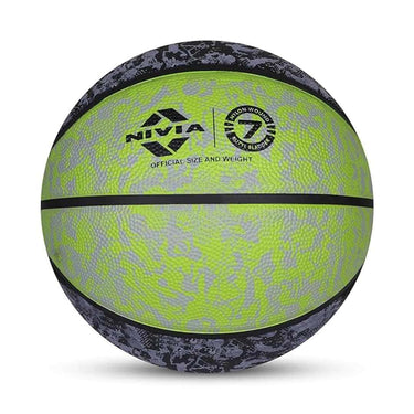 LXINDIA Basket Ball Nivia Graffiti Basketball Rubberized Moulded Panel 8 (Black Green)