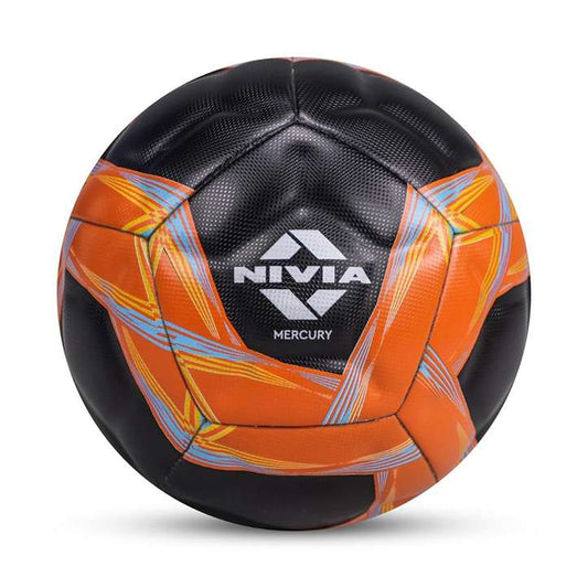LXINDIA Football Nivia Mercury Football (Size - 5) 12 Panel (Black/Orange)