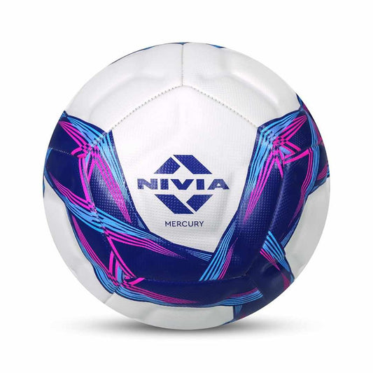 LXINDIA Football Nivia Mercury Football (Size - 5) 12 Panel (White/Blue)