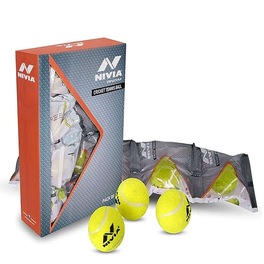 LX INDIA Tennis Ball Nivia Rubber and Covered with Woollen Felt Light Weight Cricket Tennis Ball (Yellow) - Pack of 12