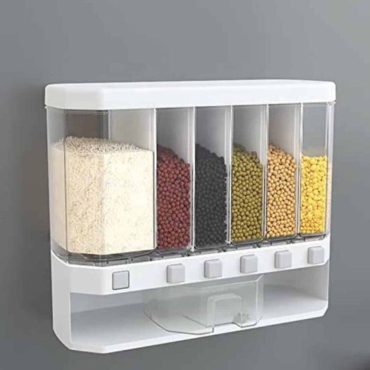 LXINDIA Cereal Dispenser NOBILEA Wall Mounted Cereal plastic Dispenser 6 Grid