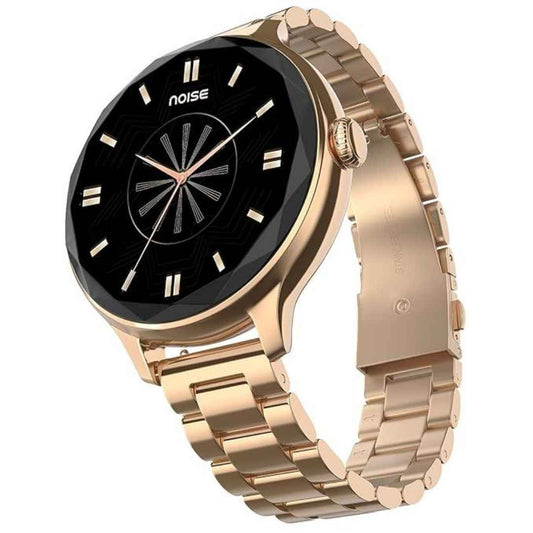 LX INDIA Smart Watch Noise Diva with Diamond Cut Dial, Glossy Metallic Finish, AMOLED Display, Premium Metal Straps, 100+ Watch Faces, Female Cycle Tracker Smart Watch (Rose Gold)