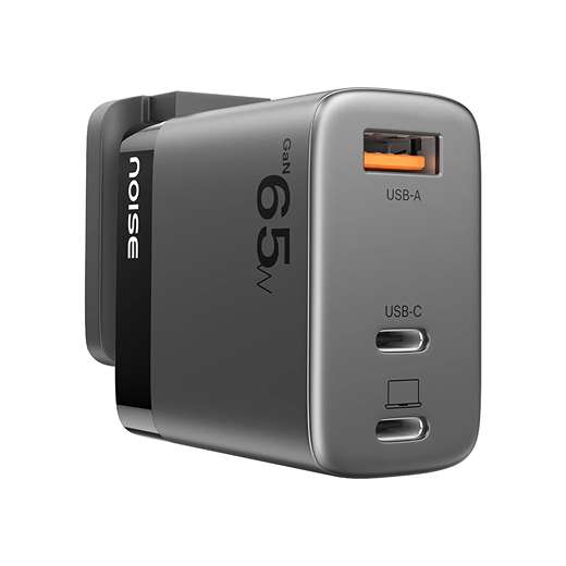 LX INDIA Mobile Charger Noise Power Series 65W GaN Charger (Black)