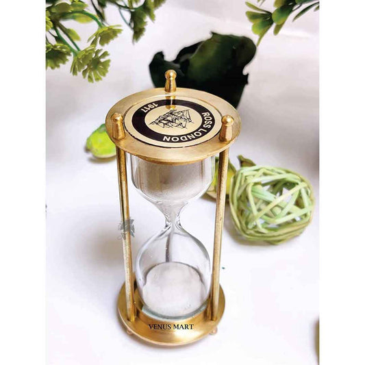 LX INDIA Sand Timers White NORVILLE® Wooden and Brass Sand Timer , Size- Small