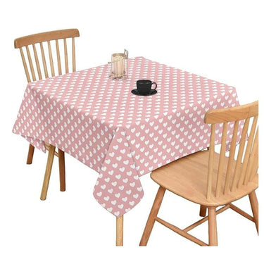 LXINDIA Table Cloth Oasis Home Collection Cotton Print Square Table Cloth (Pink Heart)