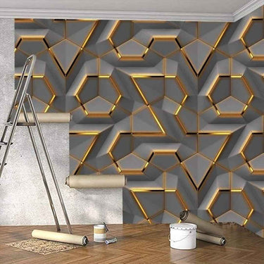 LXINDIA Wallpaper OCEANSKY 2024 New PVC Self Adhesive Wallpaper (Dark Geomatrix)