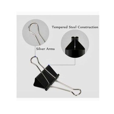 LXINDIA desk essential ODDY Nickel Plated Rust Resistant Black Binder Clip 12 Pcs (Pack of 2)