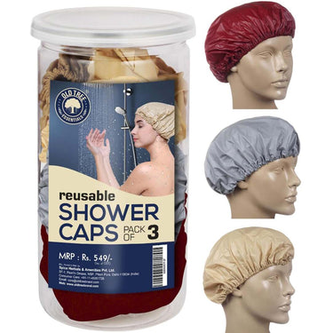 LX INDIA Shower caps Old Tree Reusable Shower Cap (Pack of 3)