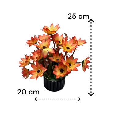 LXINDIA Plants Olive Trees Artificial Sunflower Bunch with Plastic Pot (Orange)