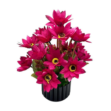 LXINDIA Plants Olive Trees Artificial Sunflower Bunch with Plastic Pot (Pink)