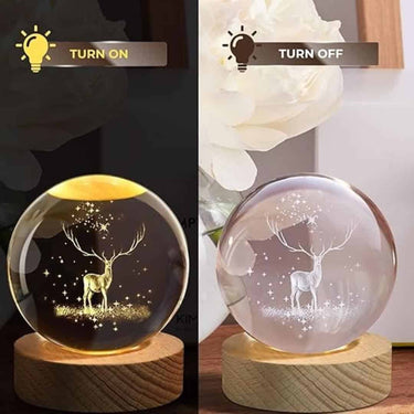 LXINDIA Fancy Lights One94Store 3D Deer Crystal Globe Lamp Creative Engraved Crystal Ball Night Light