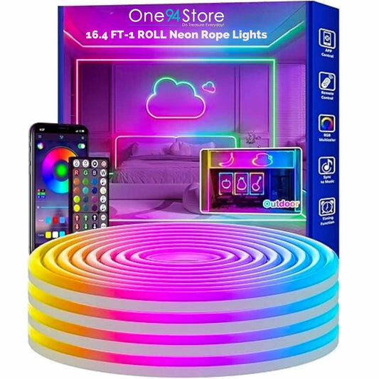 LX INDIA Led Light One94Store 5 Meter Smart RGB Neon LED Strip Lights with App & Remote | Music Sync Rope Light for Room, Gaming, Party, Diwali & Home Decoration