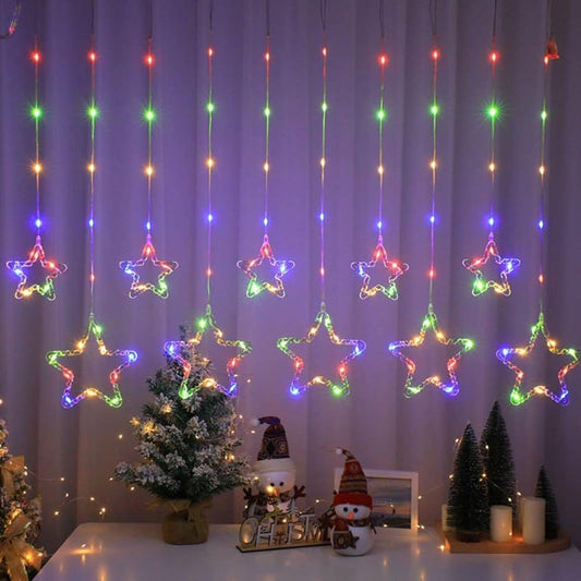 LX INDIA lights One94Store Fairy Star Curtain String LED Lights – 3 Meter Multi-Color Plug-in Decorative Lights with 96 LEDs