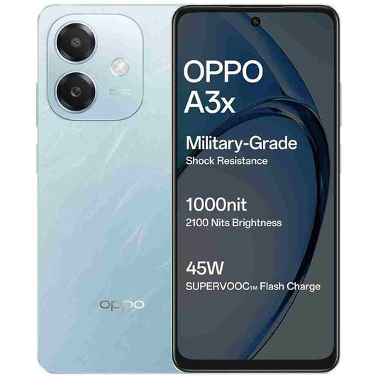 LX INDIA Mobile Phones Oceana Blue OPPO A3X 4G (4GB RAM, 128GB Storage)