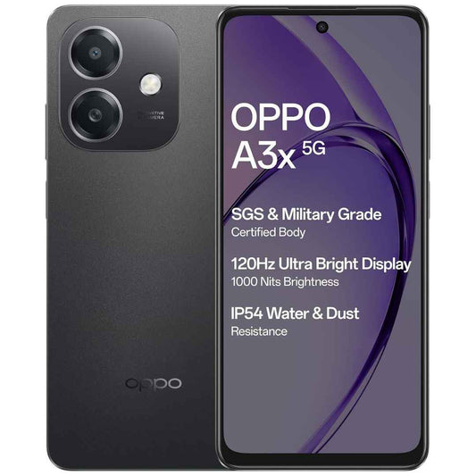 LX INDIA Mobile Phones Sparkle Black OPPO A3X 5G (4GB RAM, 64GB Storage)