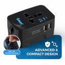 LXINDIA adapter Orei Universal Travel Adapter 3 in 1 Worldwide Travel Adapter with Dual USB  Universal Socket with 2X USB A 2 4A