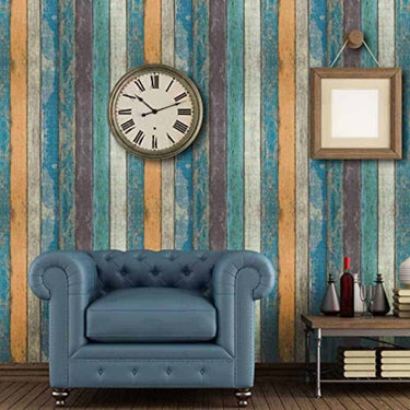 LXINDIA Wallpaper Oren Empower Self Adhesive Multicolor Stripe Pattern Waterproof Wallpaper