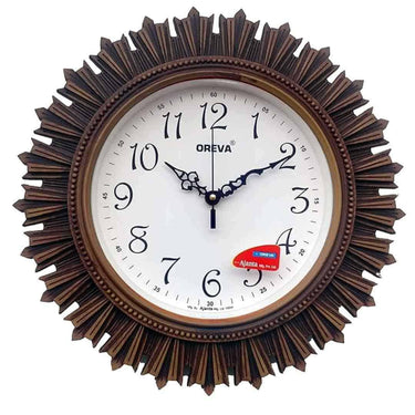 LXINDIA Clock Oreva Aq 6197 Plastic Wooden Look Designer Wall Clock Brown  Analog